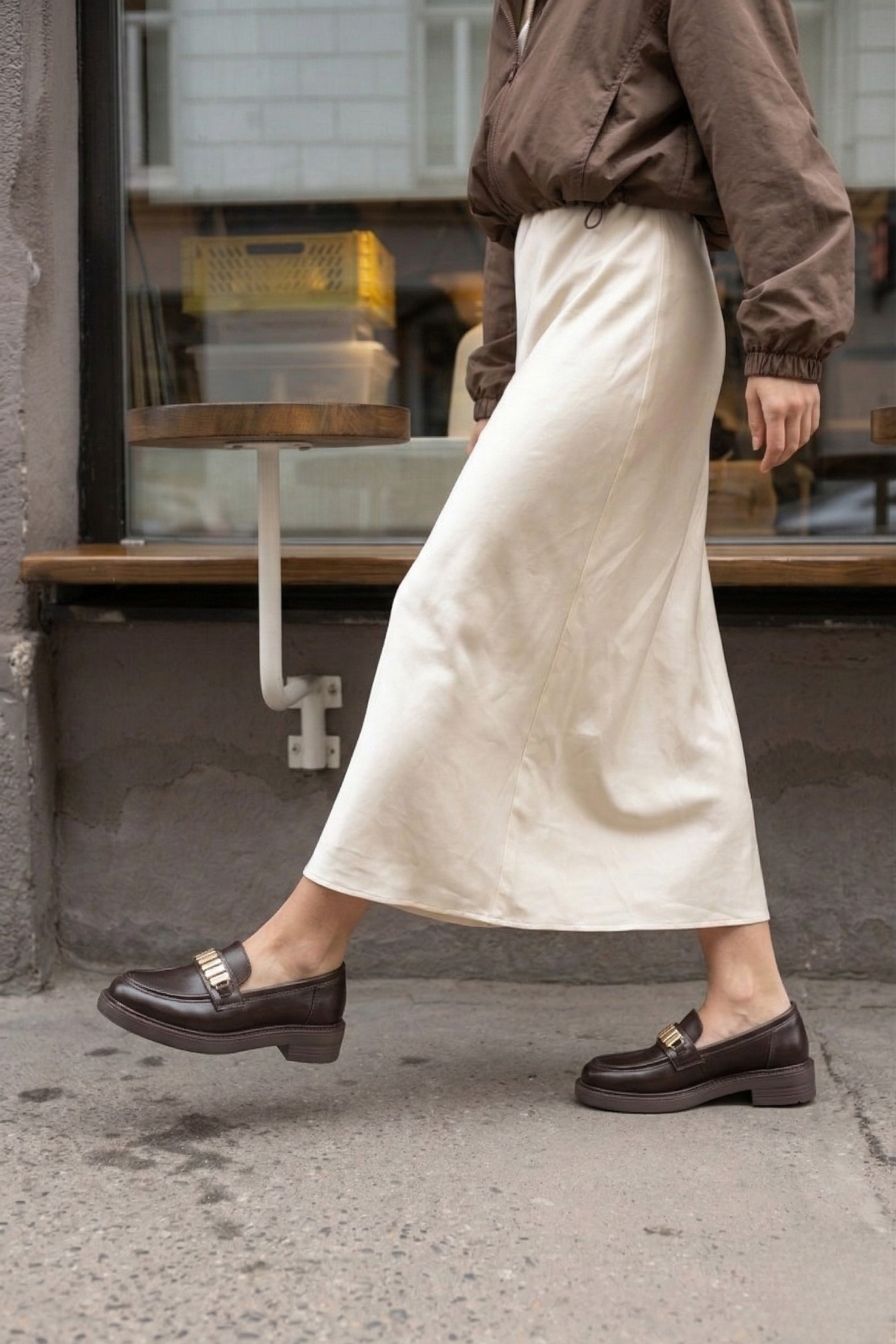 Marjin  Kadın Loafer Makosen Tokalı Günlük Ayakkabı Vilyum Kahve - Görsel 5