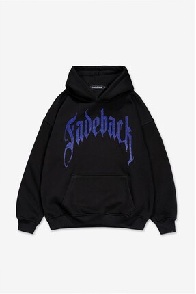 Fadeback Rhinestones Mavi Taşlı Fadeback Oversize Hoodie