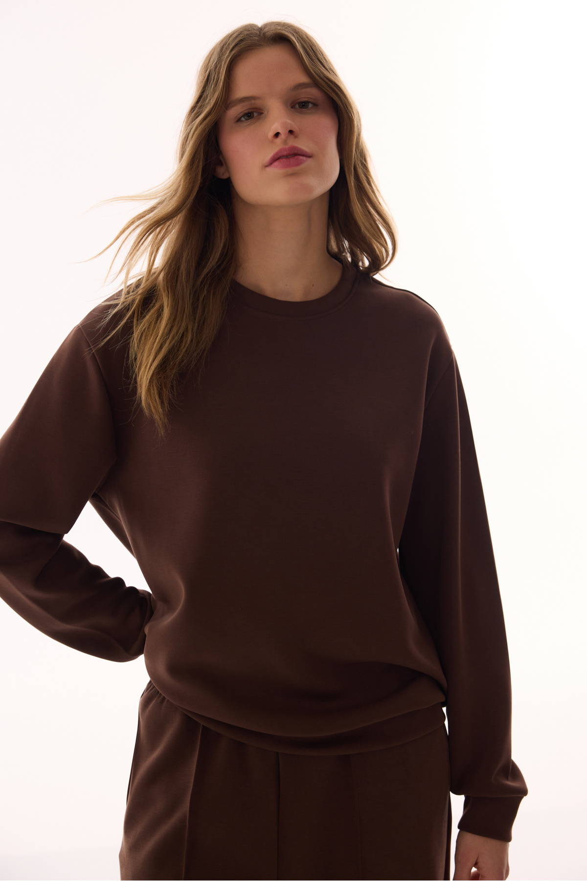 Penti  Kahverengi Bisiklet Yaka Oversize Modal Sweatshirt