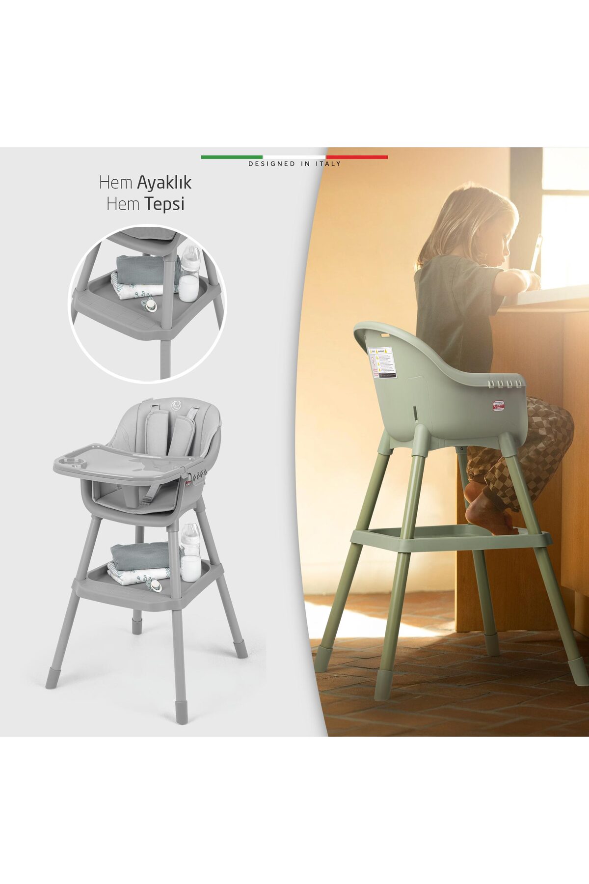 Elele Misto 2 4in1 Bebek Mama Sandalyesi ve Mama Oturağı İç Pedli Ekru fotoğrafı 5 (önizleme)