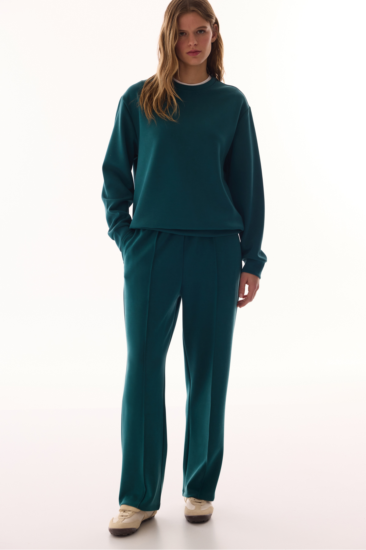 Penti  Petrol Yeşili Bisiklet Yaka Oversize Modal Sweatshirt - Görsel 4