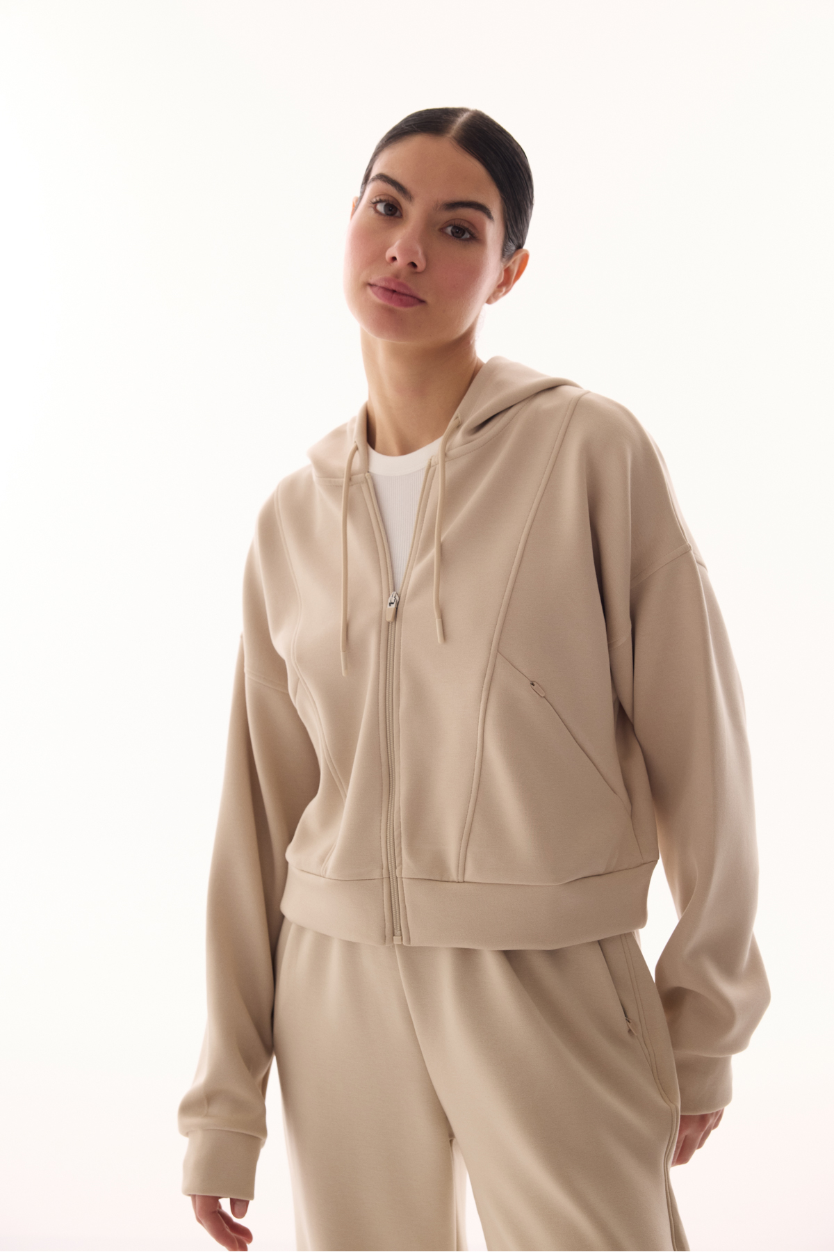 Penti  Bej Silky Feel Fermuarlı Hoodie - Görsel 2