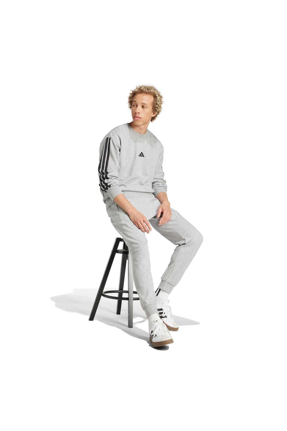 adidas M 3S Ft Swt Erkek Spor Sweatshirt JE6374 görsel 3
