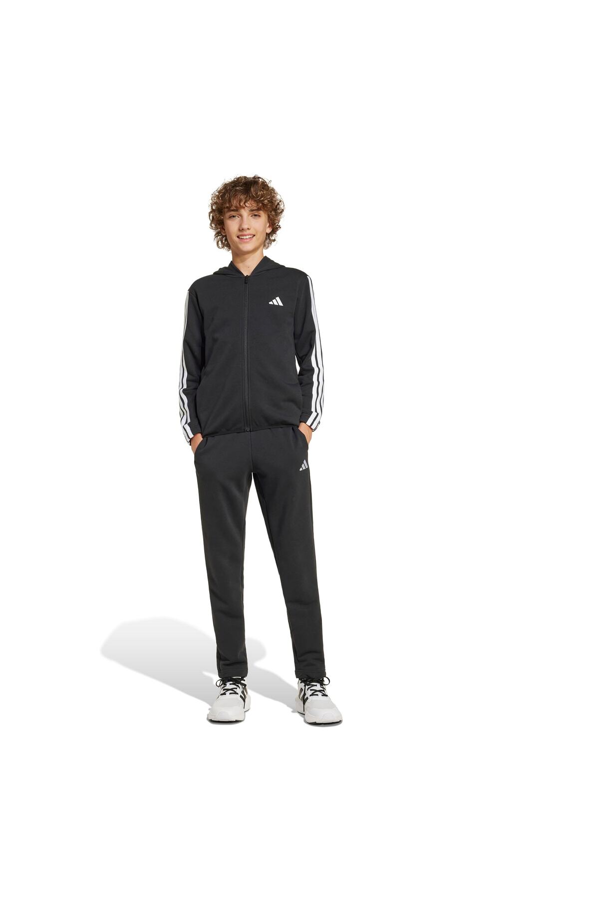 adidas J 3S Ft Ts 220 Unisex Genç Eşofman Takımı JD6505 — مشکی KRJ39