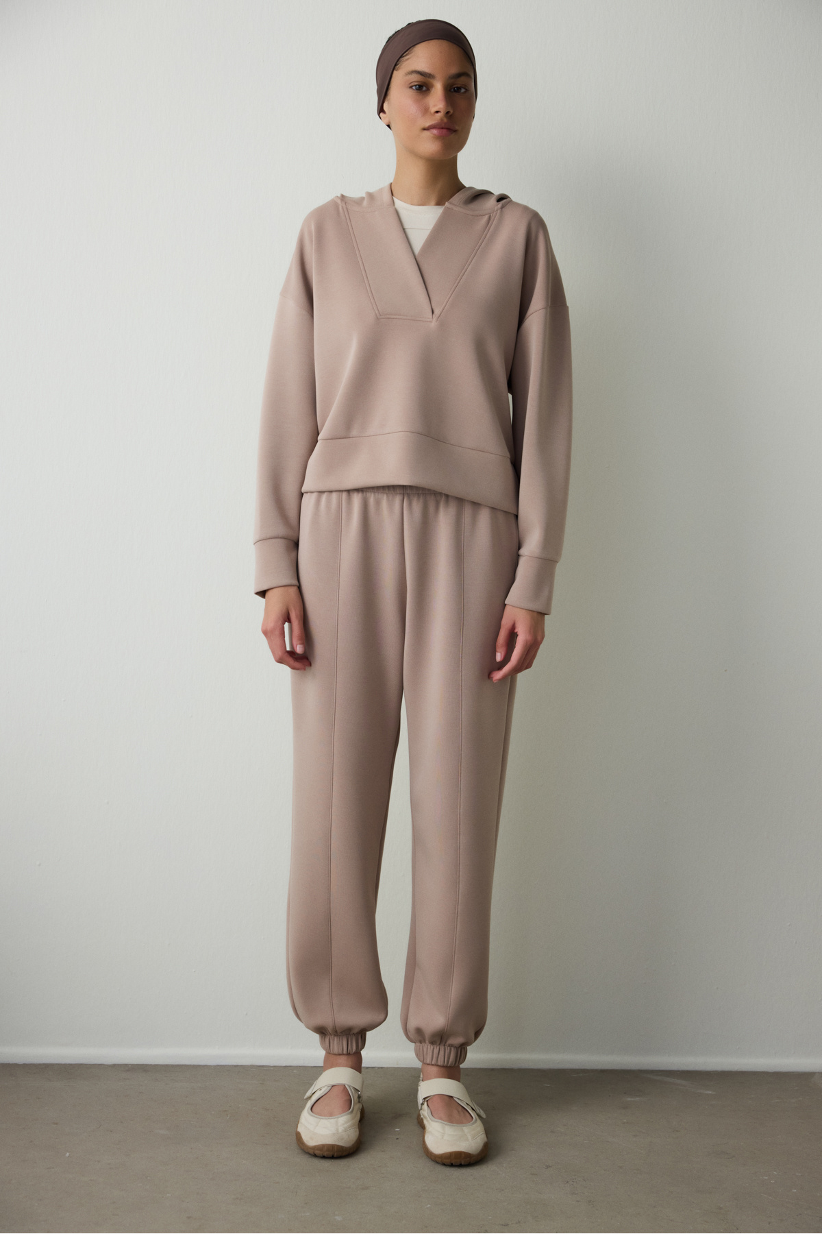 Penti  Bej Kapüşonlu Modal Crop Sweatshirt - Görsel 4