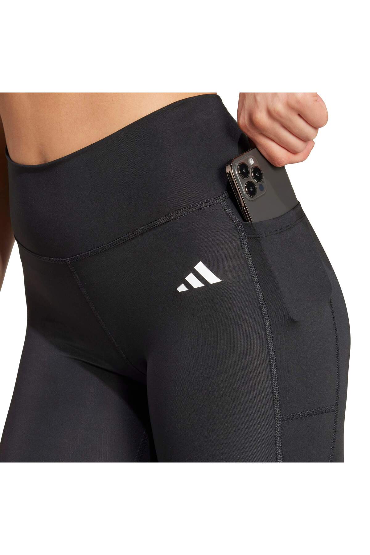 adidas IT2280 OPTİME ESSENTİALS Stash Kadın Spor Tayt Siyah görsel 6