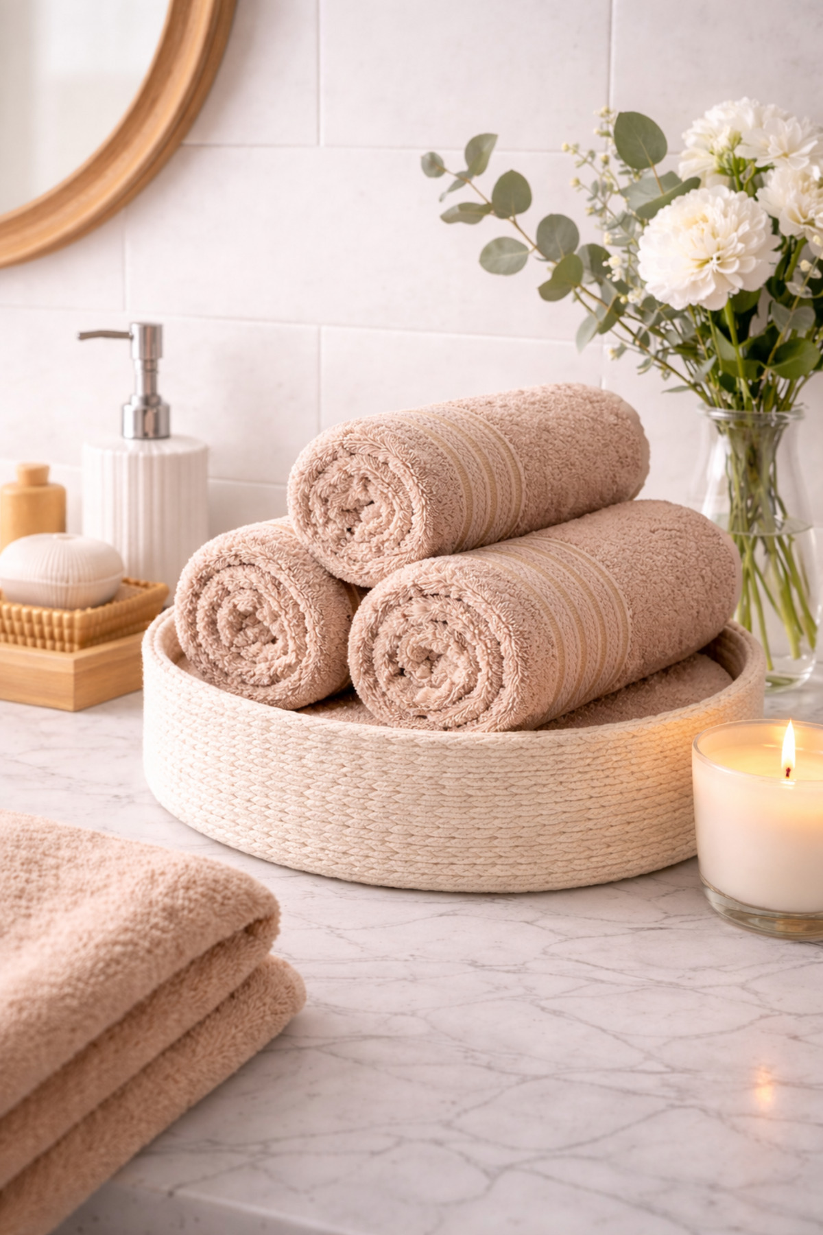 Beige Towel Set of 4 35 x 40 - Kitchen & Bath - 100% Cotton