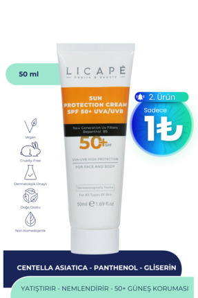 Licape Çok Yönlü Yüksek Korumalı Spf +50 Faktör Uva - Uvb Güneş Kremi 50 ml
