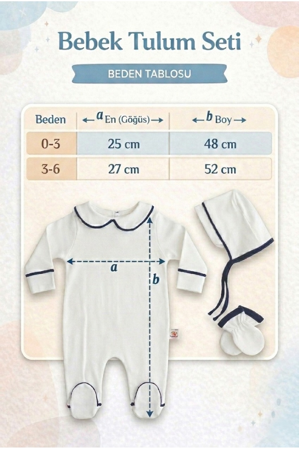 Bebe wini İsme Özel Baskılı Bonet Şapkalı 3'lü Pamuklu tulum seti fotoğrafı 4 (önizleme)