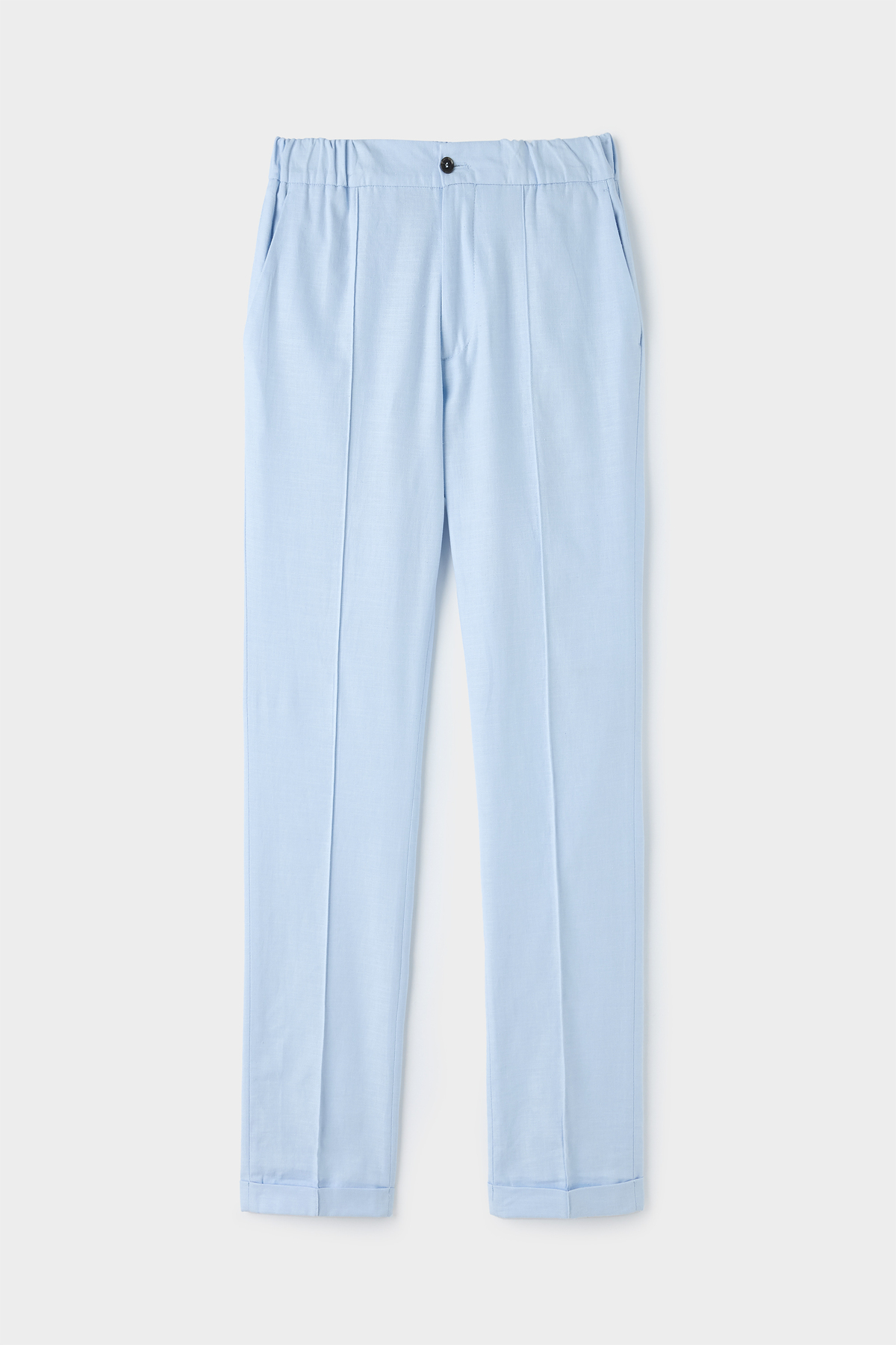 TWN  Slim Fit Mavi Armürlü Keten Karışımlı Jogger Pantolon - Görsel 5