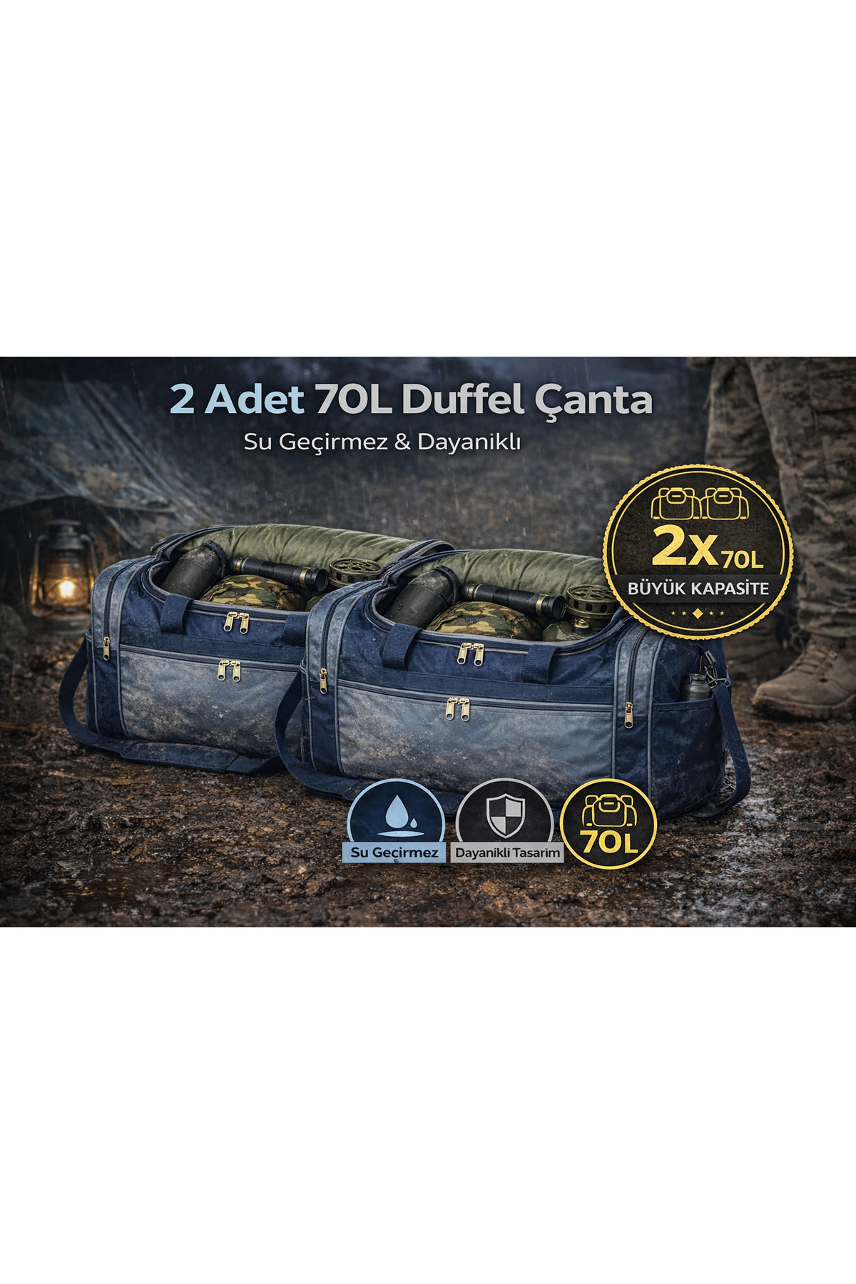 novadatex  2 Adet Büyük Boy Valiz Kamp ve Asker Çantası 4 Bölmeli El ve Omuz Çantası