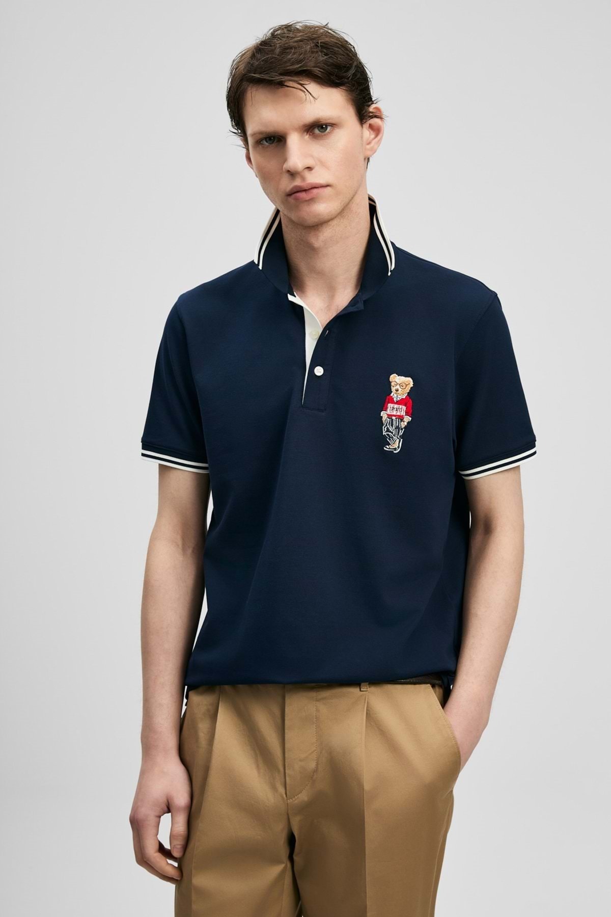 LUFIAN 111040245 Brady Smart Men's Polo Neck T-Shirt Men's T-Shirt Dark Blue