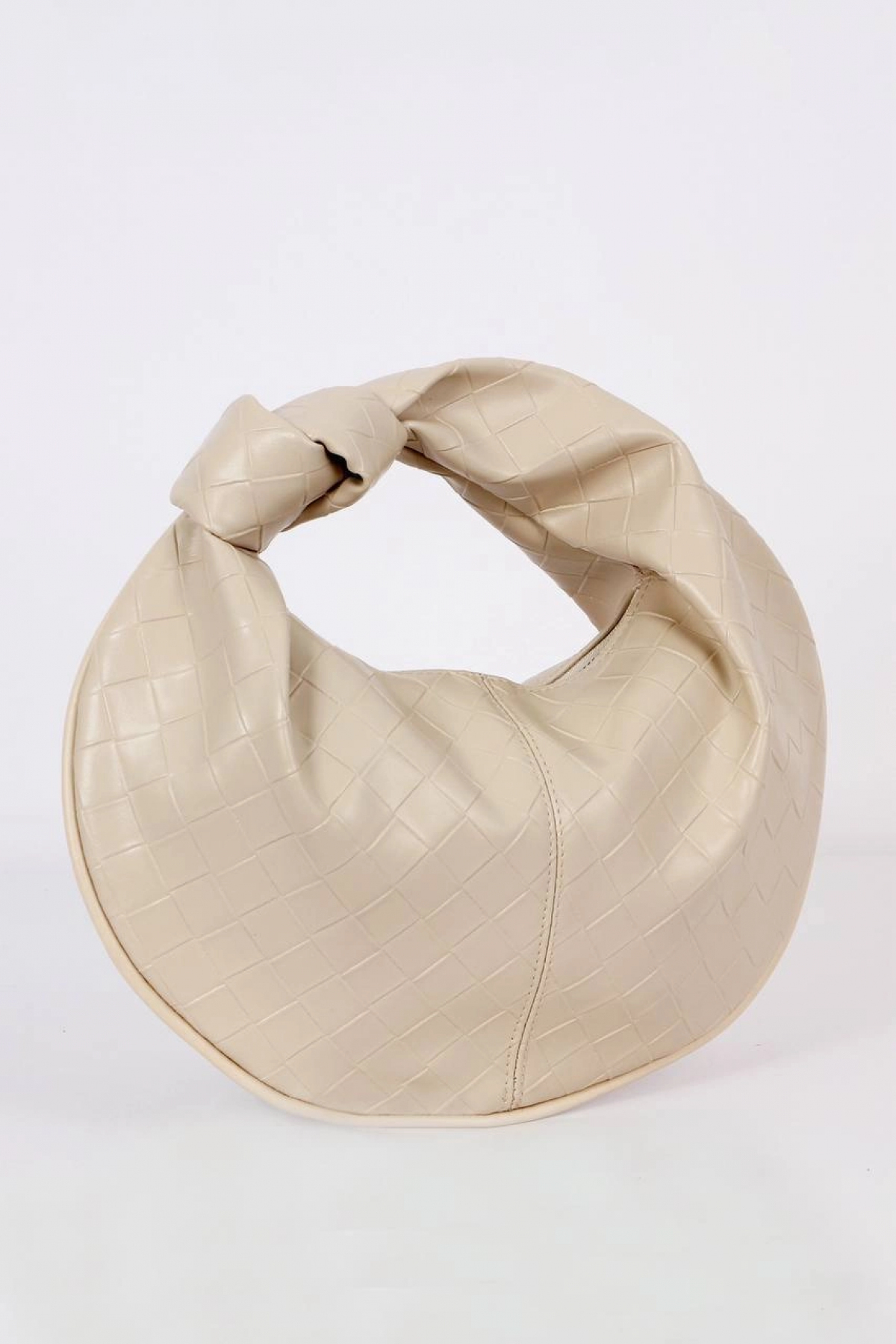 Helen Knotted Cream Knit Pattern Trend Mini Women Bowl Bag