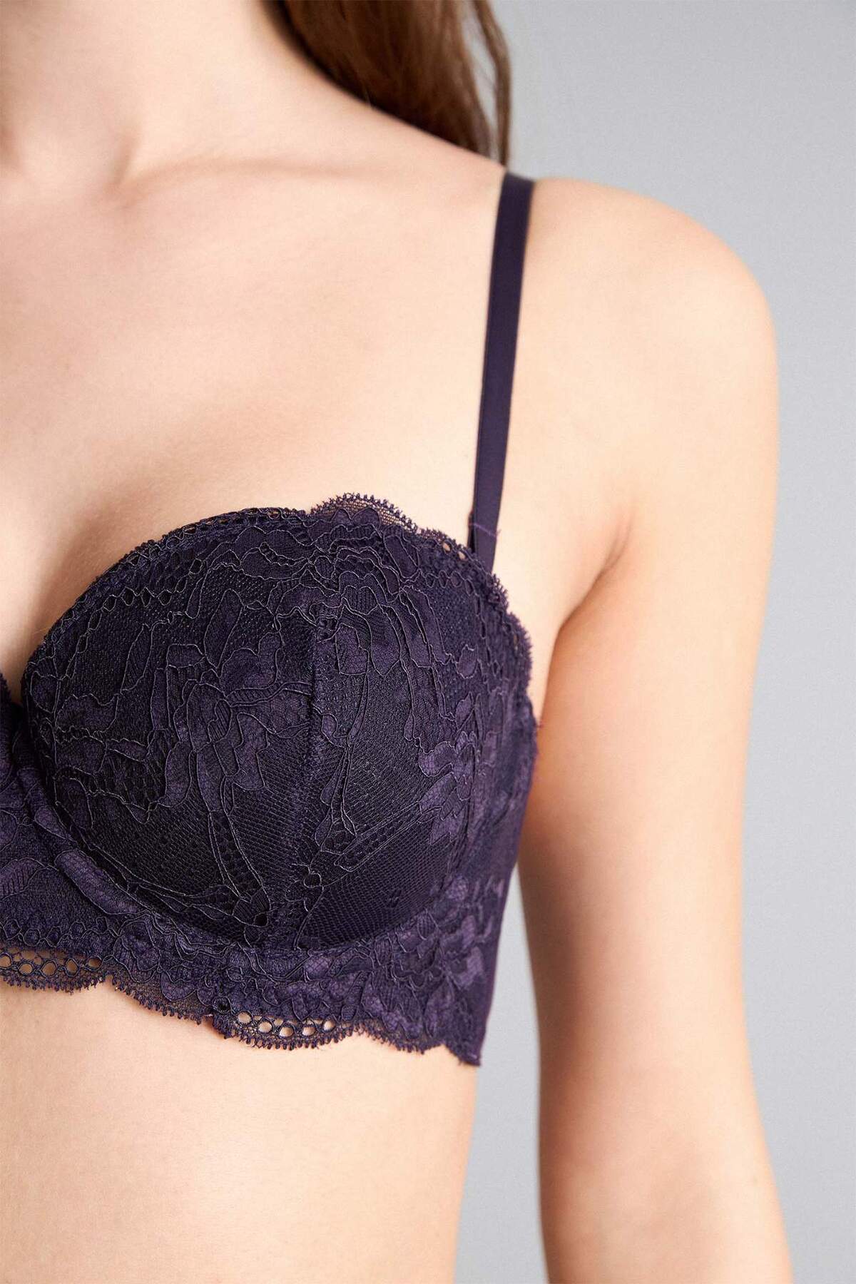 DeFacto Dantel Detaylı Kaplı Yarım Dolgulu Balenli Straplez Sütyen G1181AX26SP görsel 4
