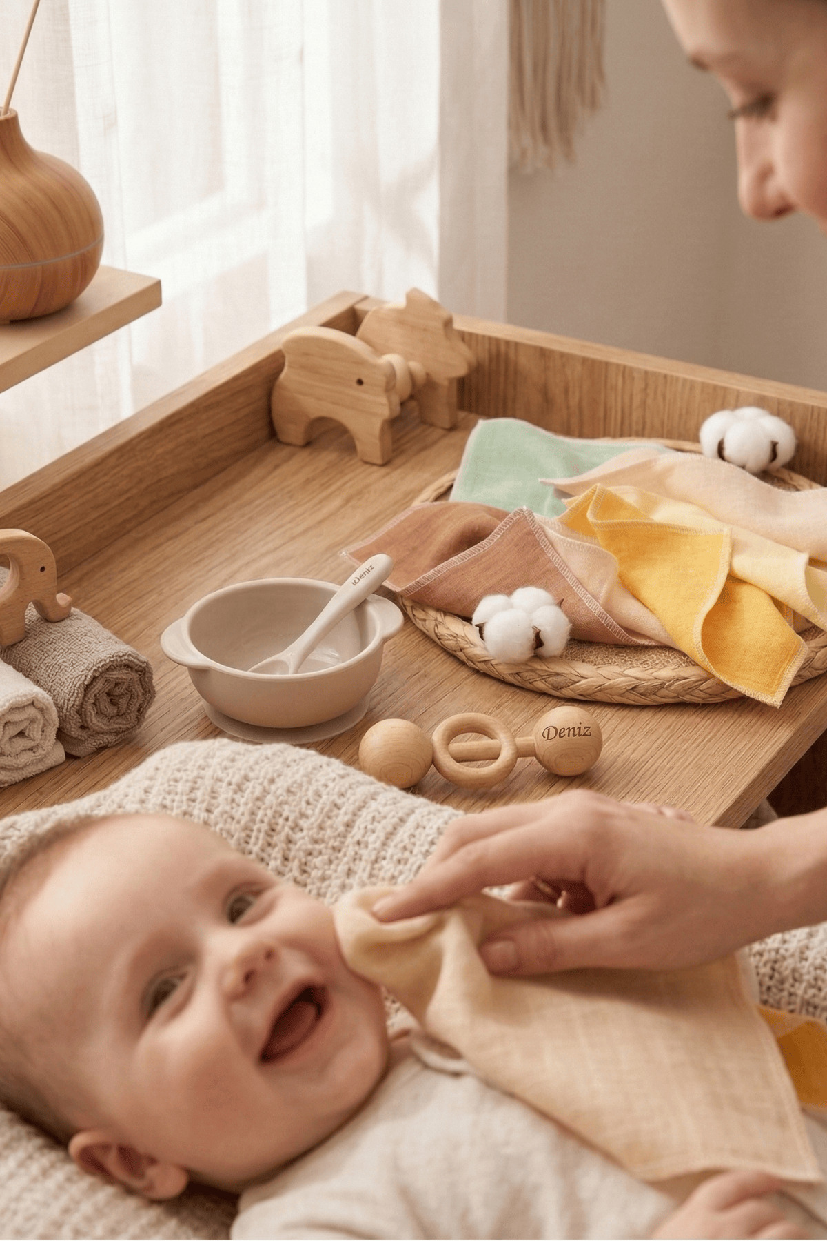 LUCKKA 6'lı Müslin Ağız Mendili , Ter Bezi Çift Kat Dikimli - 20x20 - Zt0011 fotoğrafı 3 (önizleme)