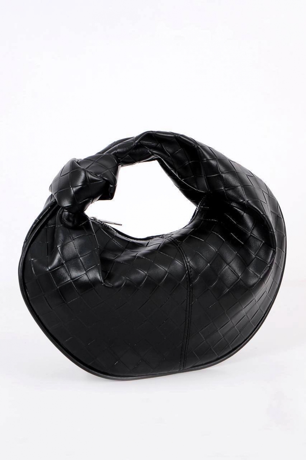 Helen Knotted Black Knit Pattern Trend Mini Women Bowl Bag