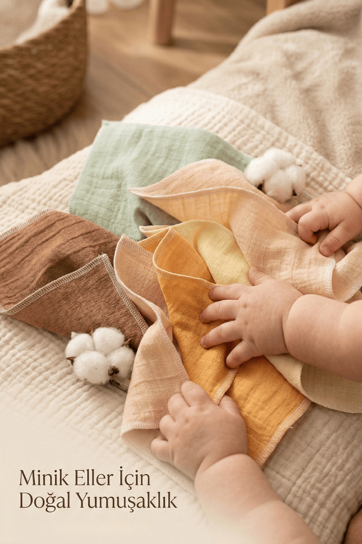 LUCKKA 12'li Müslin Ağız Mendili , Ter Bezi Çift Kat Dikimli 20x20 - Zt0011 fotoğrafı 2 (önizleme)