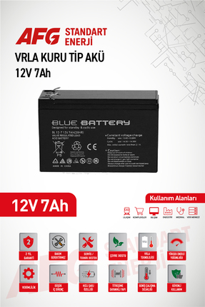Blue Battery 12 VOLT 7 AMPER KURU TİP AKÜ 12 V 7 AH BL