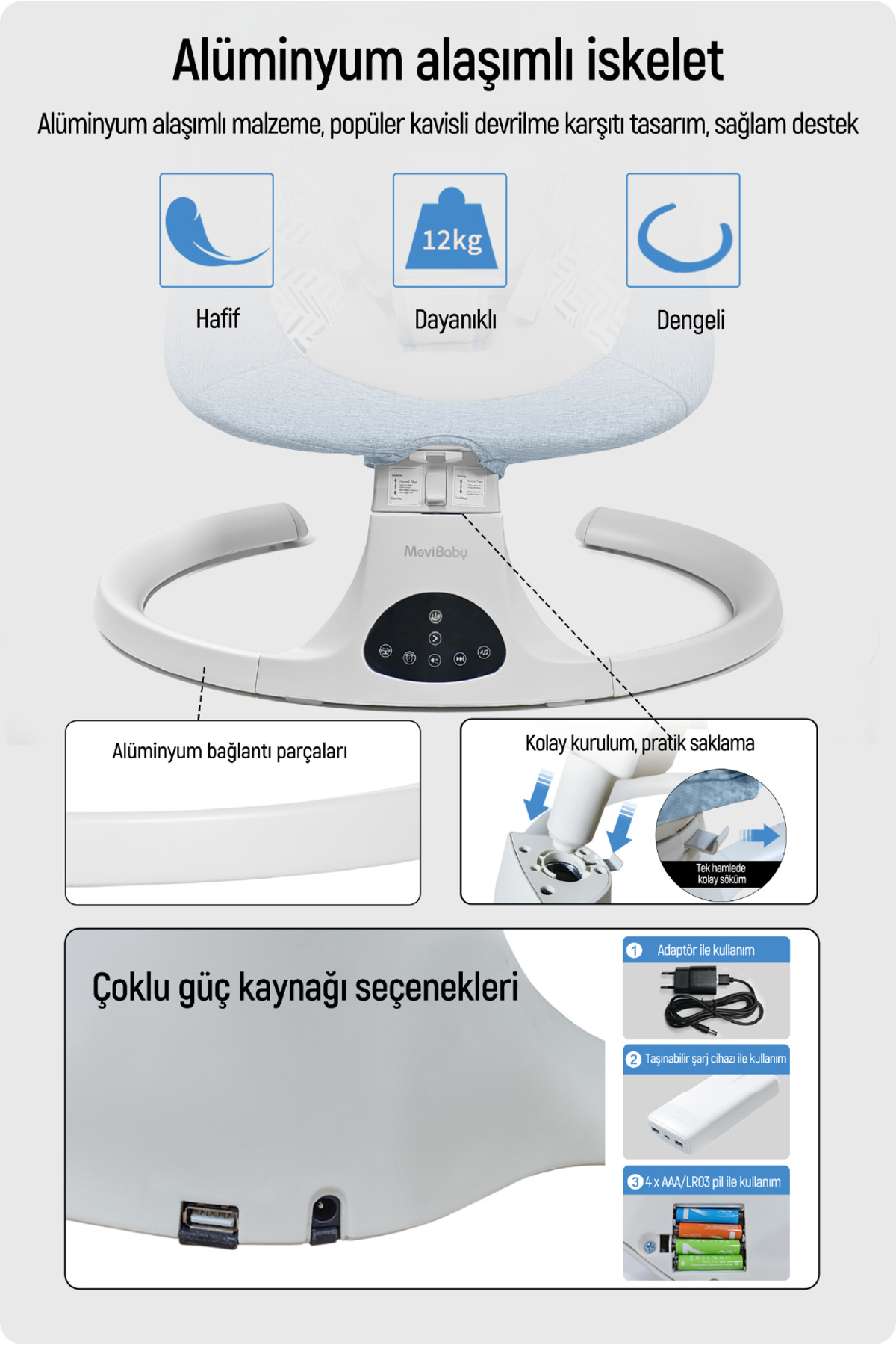 Livenzi Movibaby Hareket Sensörlü Otomatik Ana Kucağı-Blue fotoğrafı 7 (önizleme)