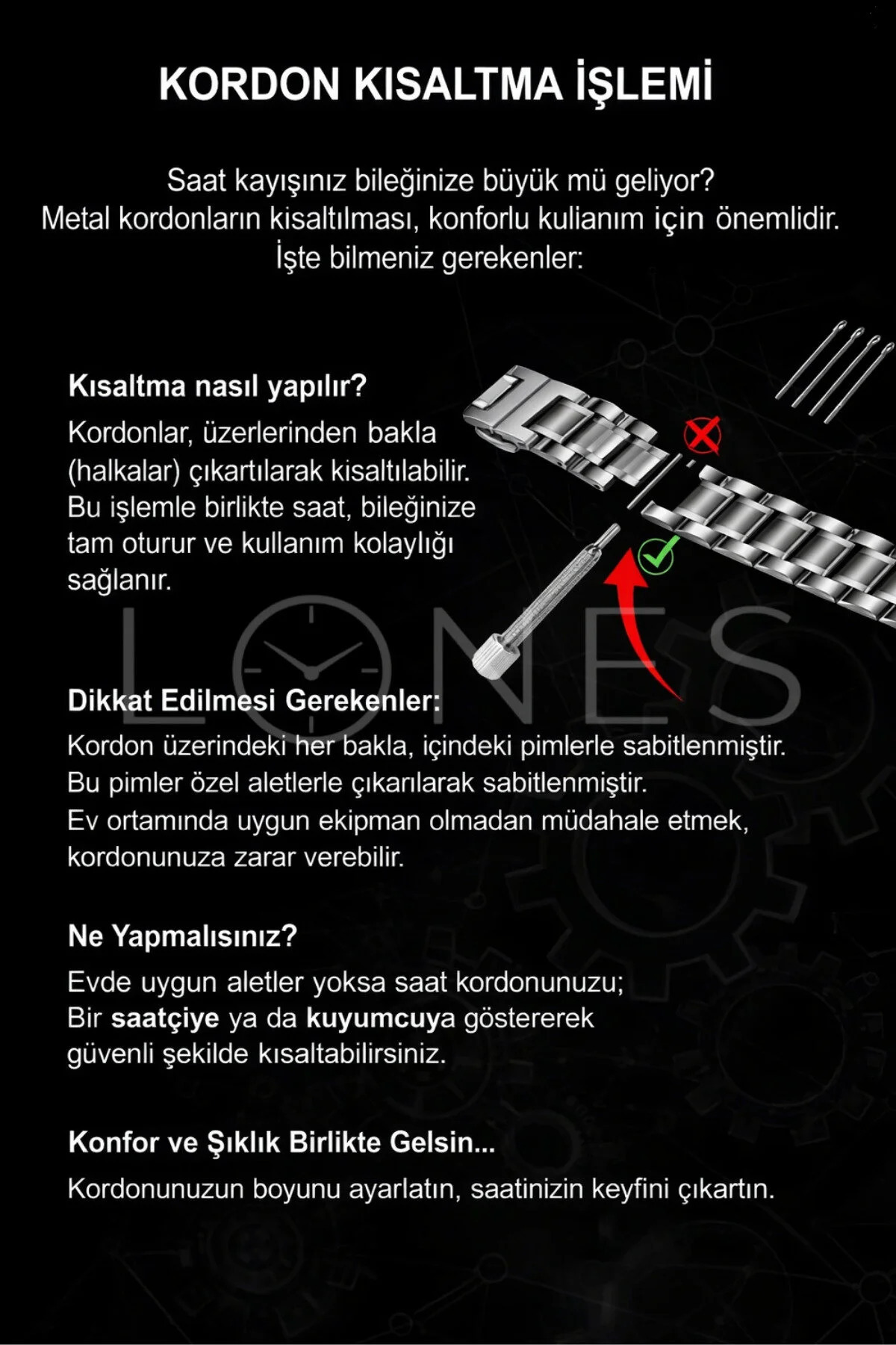 LONES TIME  Kadın Kare Gold Kol Saati Metal Kordon Özel Kutusunda - Görsel 5