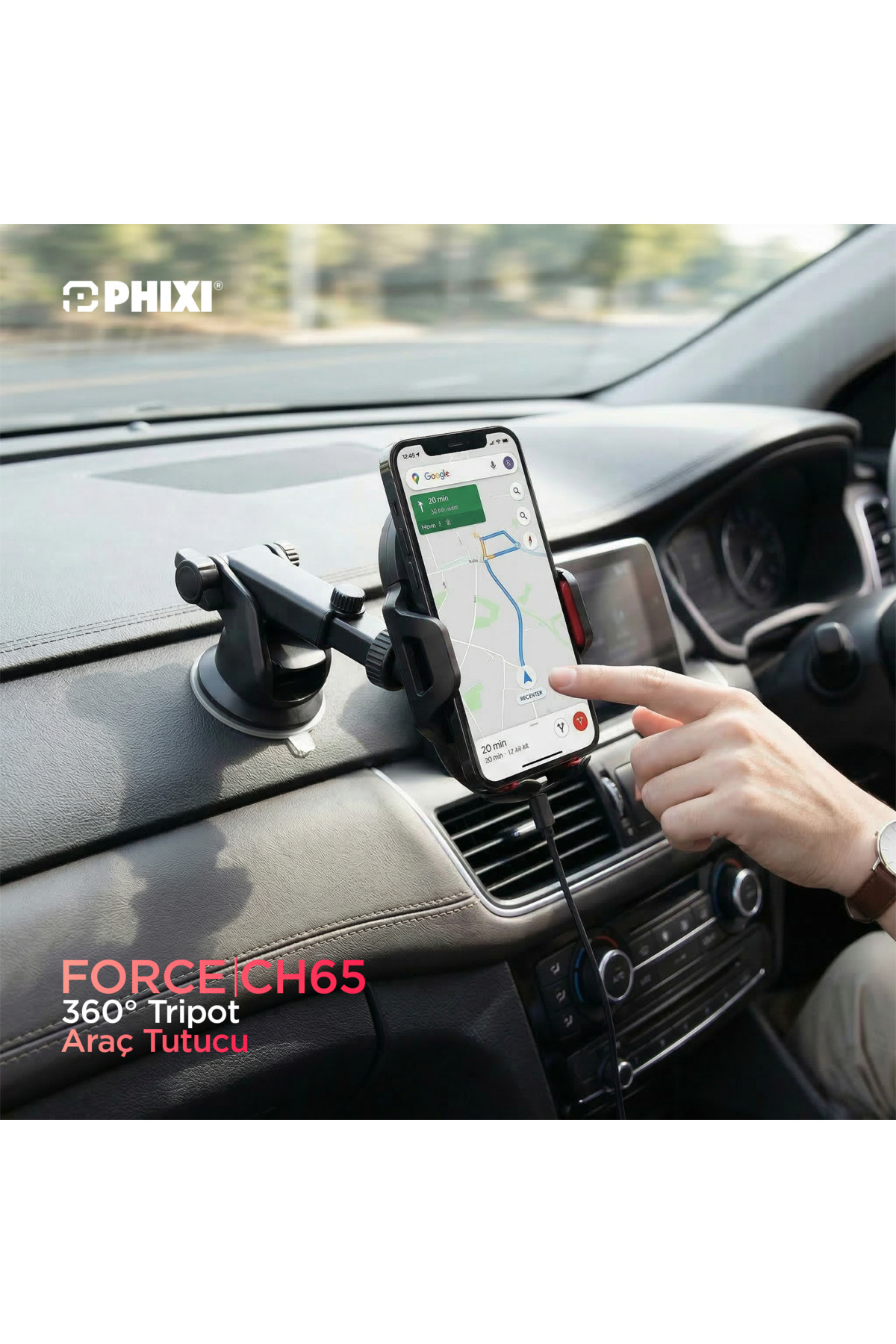 Phixi Force CH65 Kavramalı 360° Tripot Araç Tutucu - Fiyatı, Yorumları