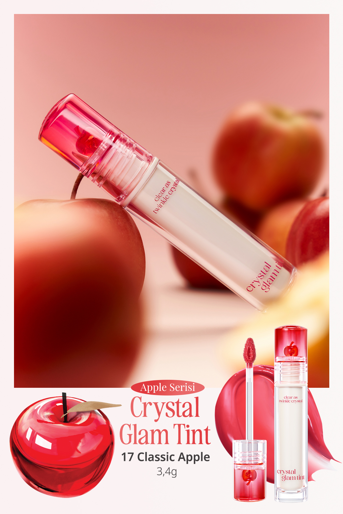 CLIO رنگ کریستال گلم (۱۷ کلاسیک اپل) AppleSeries — قرمز ۱۱۱۱۲۵ (رنگ غیر چسبنده، به شدت درخشان)