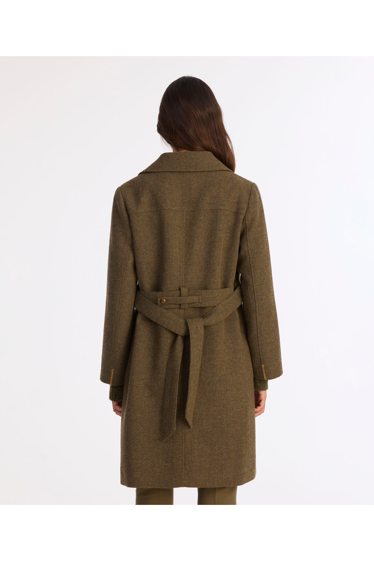 Yargıcı  Dikiş Detaylı Kemerli Uzun Palto - Görsel 6