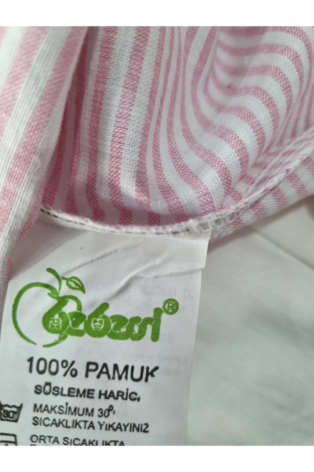 Uğur bebe %100 Pamuk Pembe renk Çizgili Kız Çocuk Keten Astarlı Elbise Gül Detaylı Kuşaklı Yazlık Şık Elbise fotoğrafı 7 (önizleme)