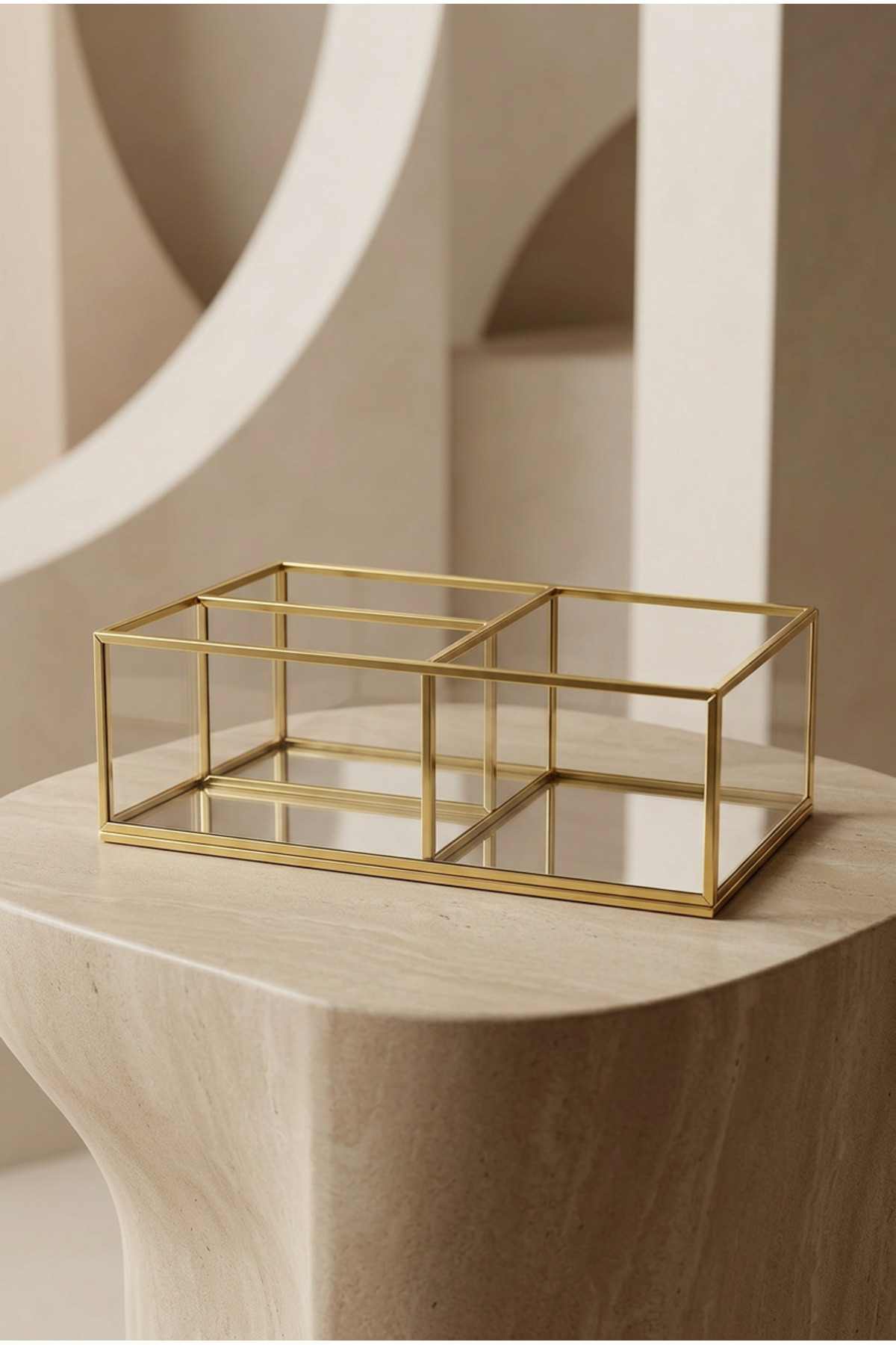 Xl Three Compartment Gold Jewelry Accessory Box