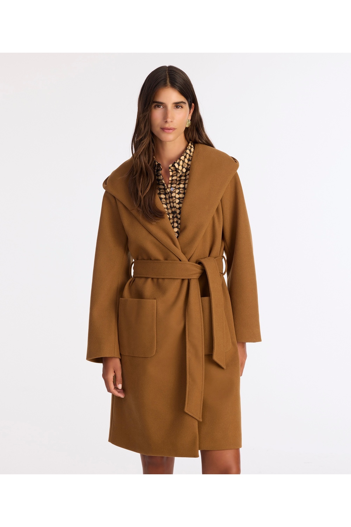 Yargıcı  Kapüşonlu Ve Kemerli Uzun Palto