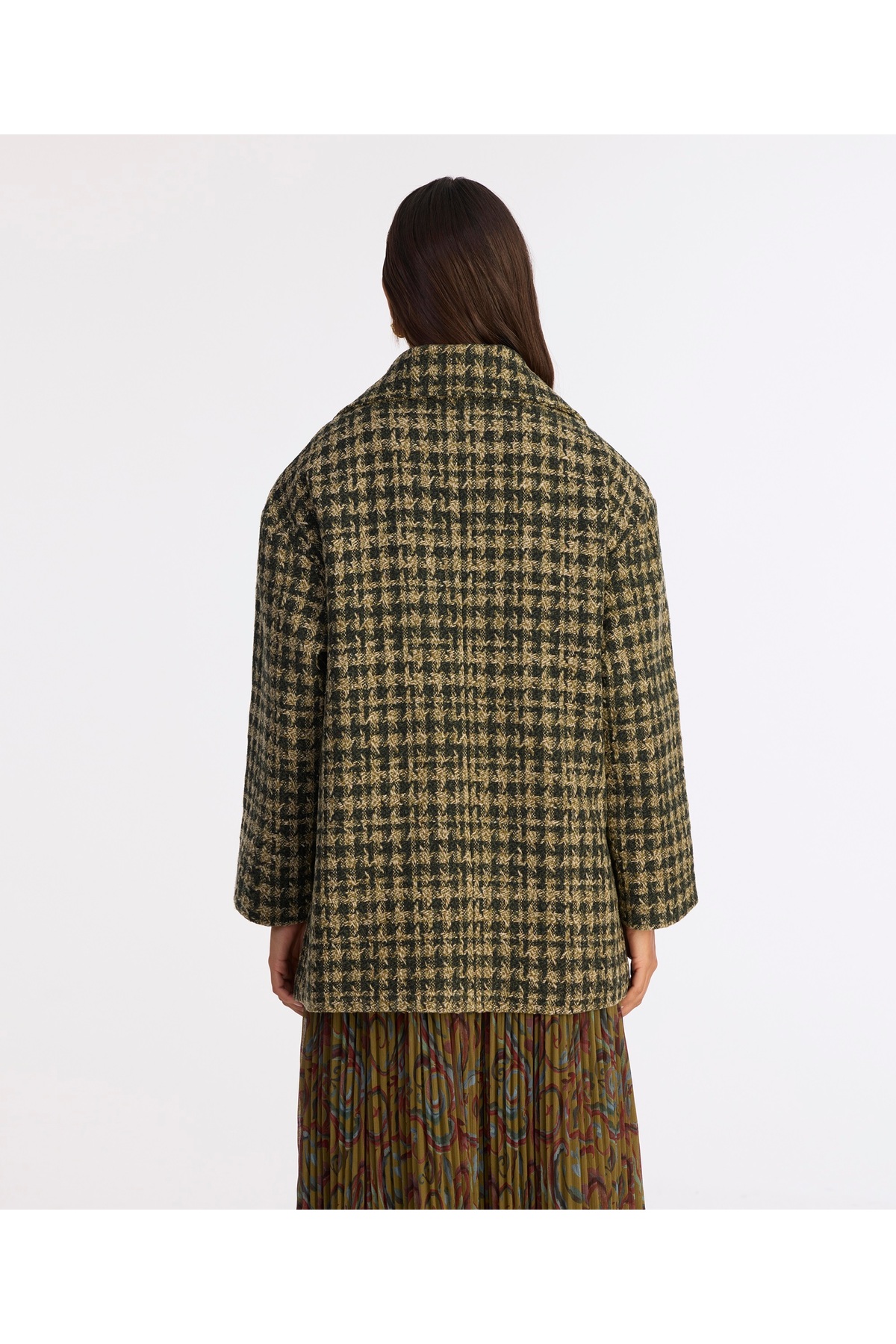 Yargıcı  Triko Yaka Detaylı Kruvaze Palto - Görsel 5