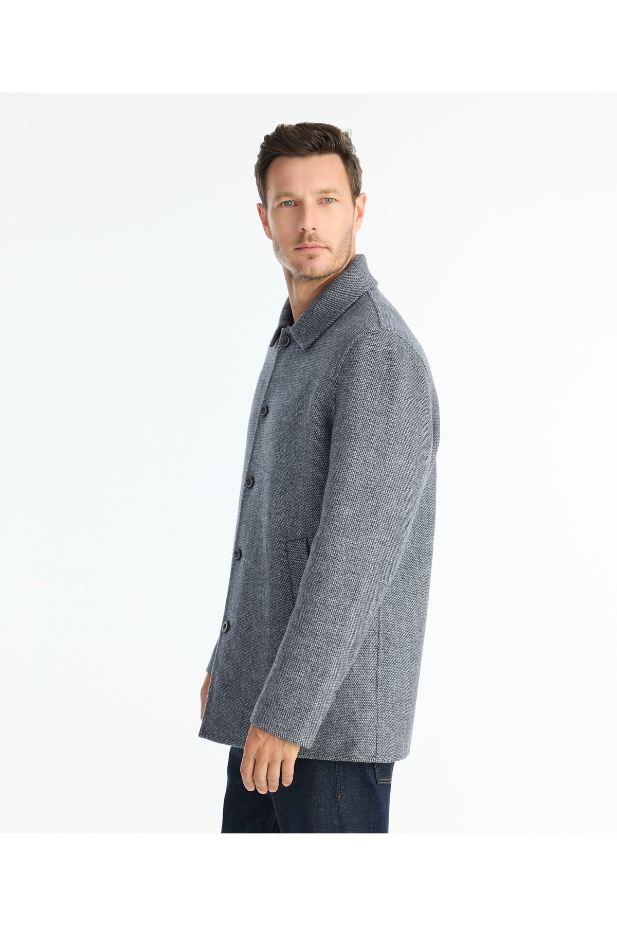 Yargıcı  Regular Gömlek Yaka Uzun Kol Palto - Görsel 4