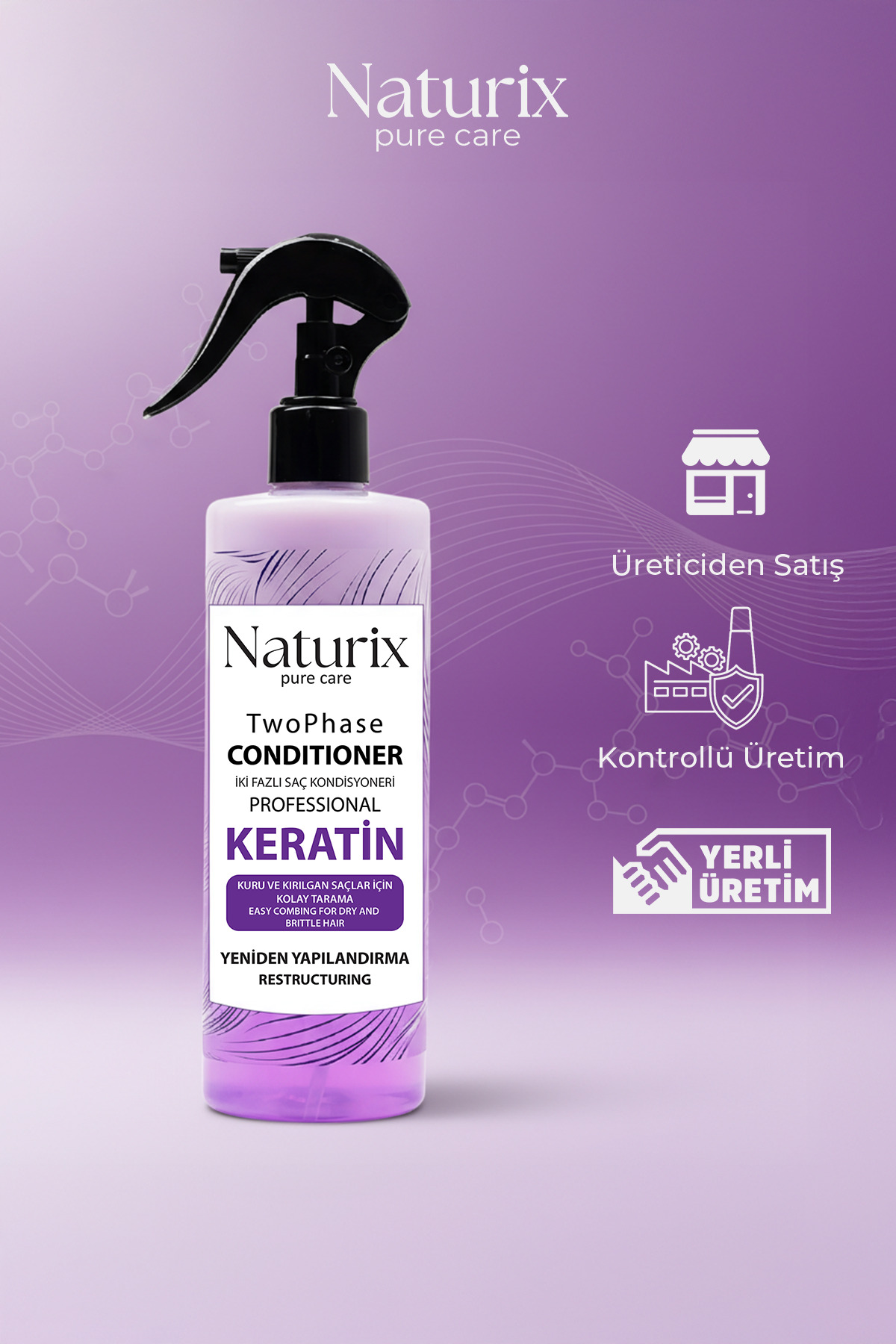 Keratin Iki Fazlı Saç Bakım Ve Fön Suyu 400ml - Yeniden Yapılandırma Ve Koruma — 8697447298132 — تصویر 7 از 8