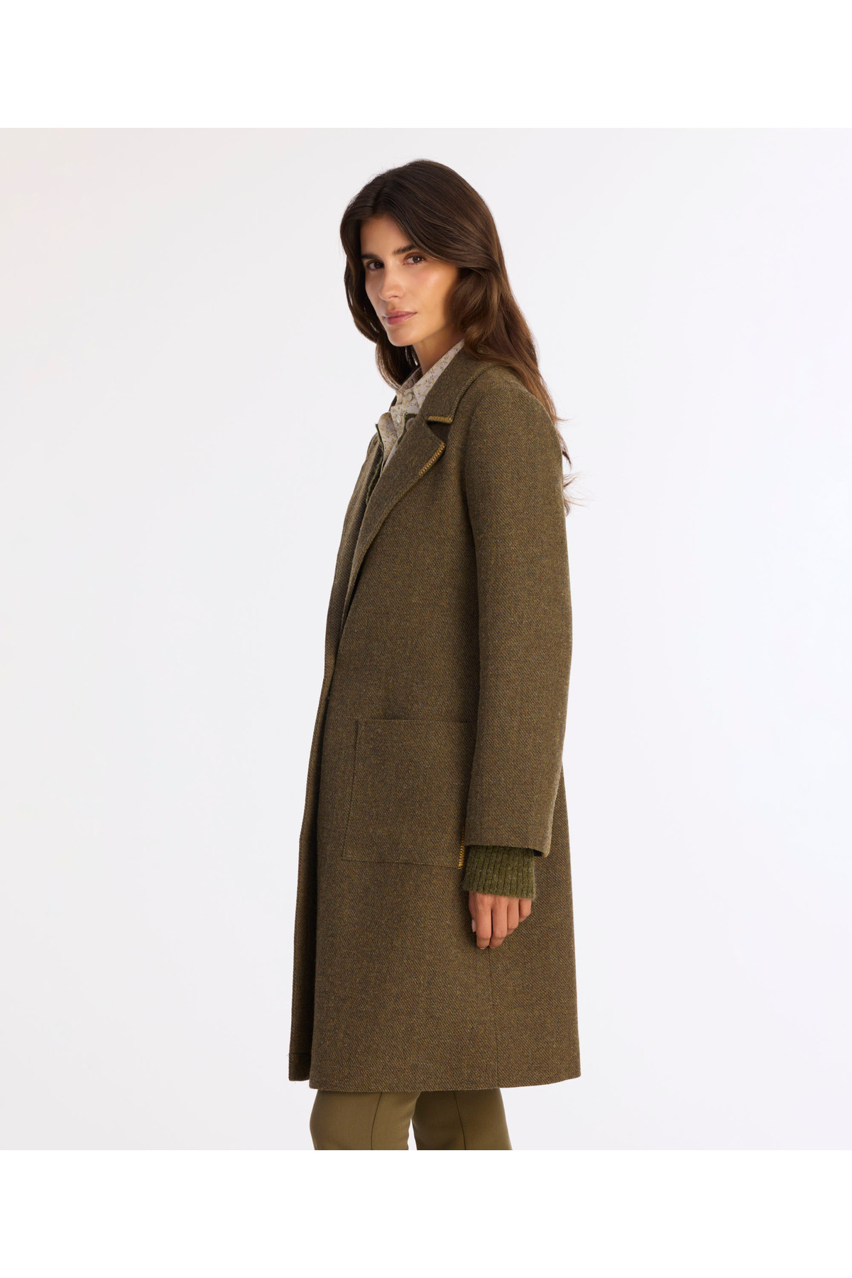Yargıcı  Dikiş Detaylı Kemerli Uzun Palto - Görsel 3