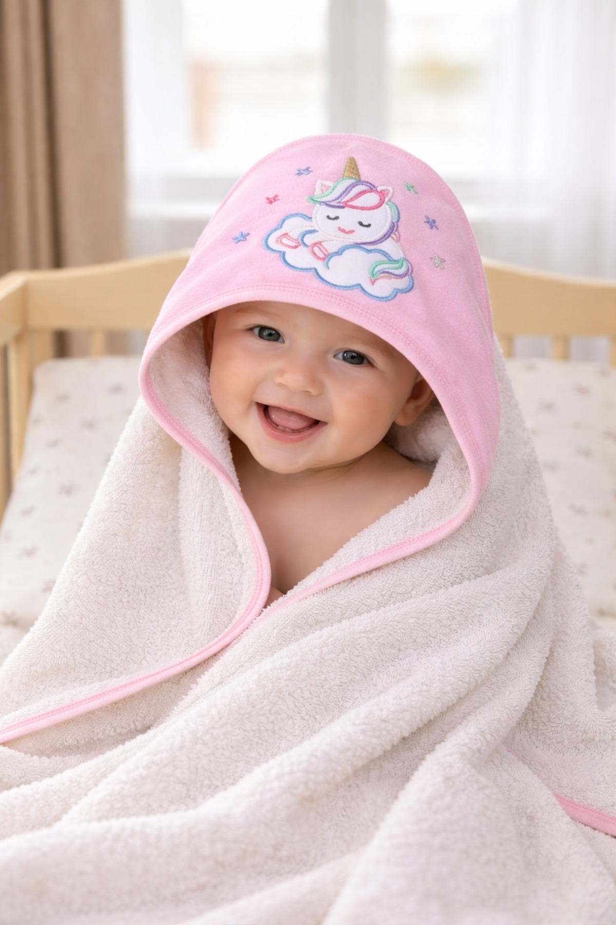 Tomuycuk %100 Pamuklu Başlıklı & Nakışlı Bebek Banyo Havlusu- Yumuşak & Su Emici Bebek Havlusu- Hediyelik fotoğrafı 4 (önizleme)