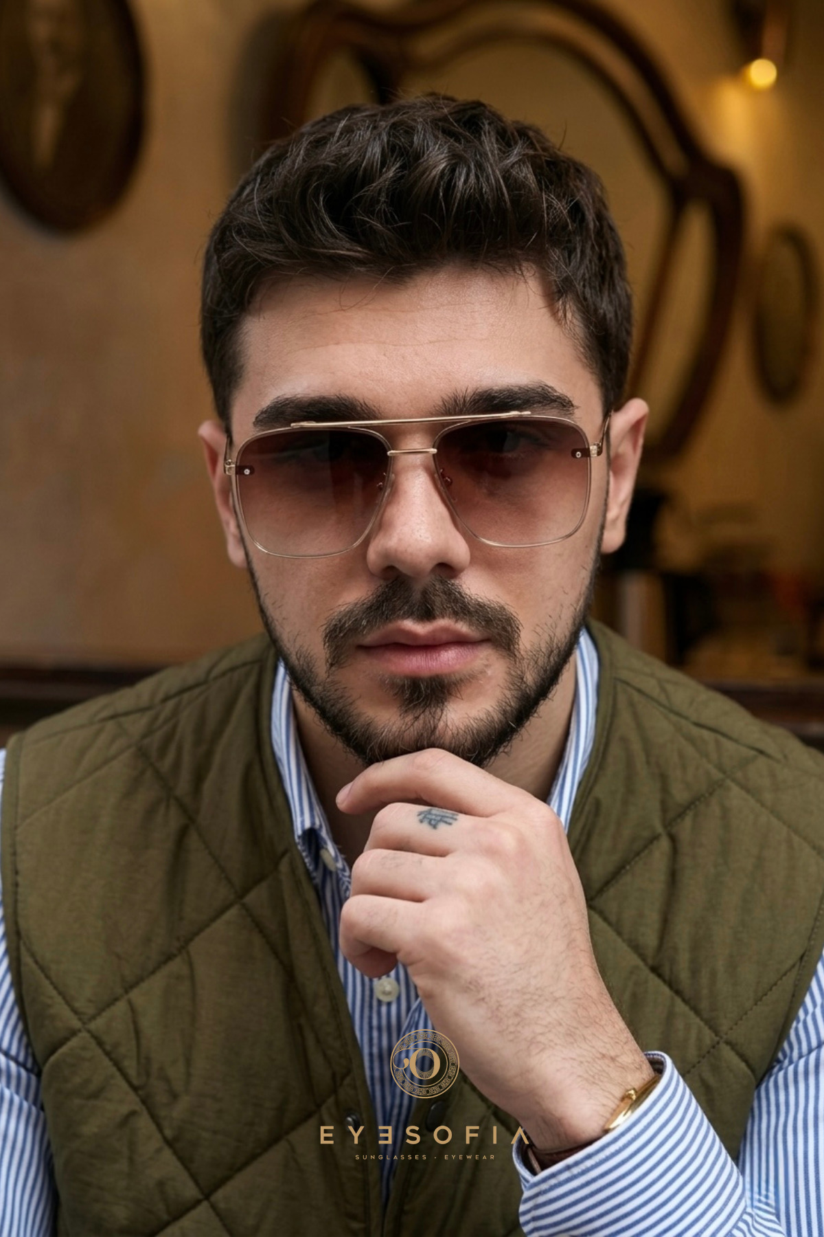 Eyesofia  Dika Kristal Lath Kahverengi Unisex Lüx Güneş Gözlüğü