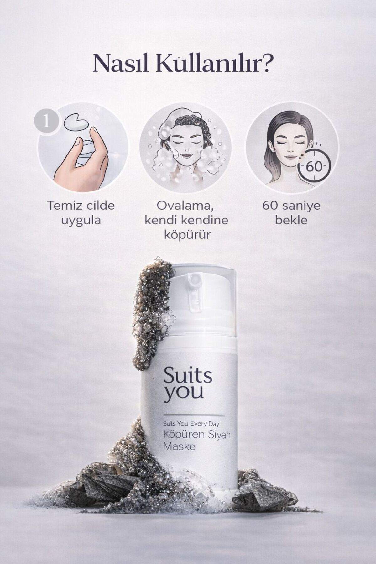 Suits You Aktif Karbon Köpüren Siyah Maske 100 ml – Siyah Nokta Görünümüne Karşı Arındırıcı Yüz Bakımı — ksm01 — تصویر 5 از 8