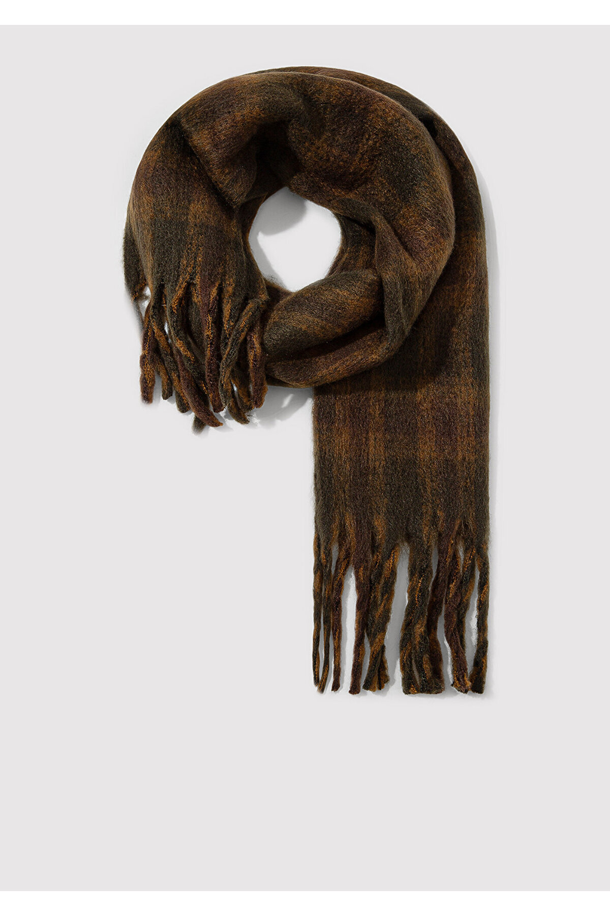 Mavi  Kareli Kahverengi Atkı 0912072-29871 - Görsel 2