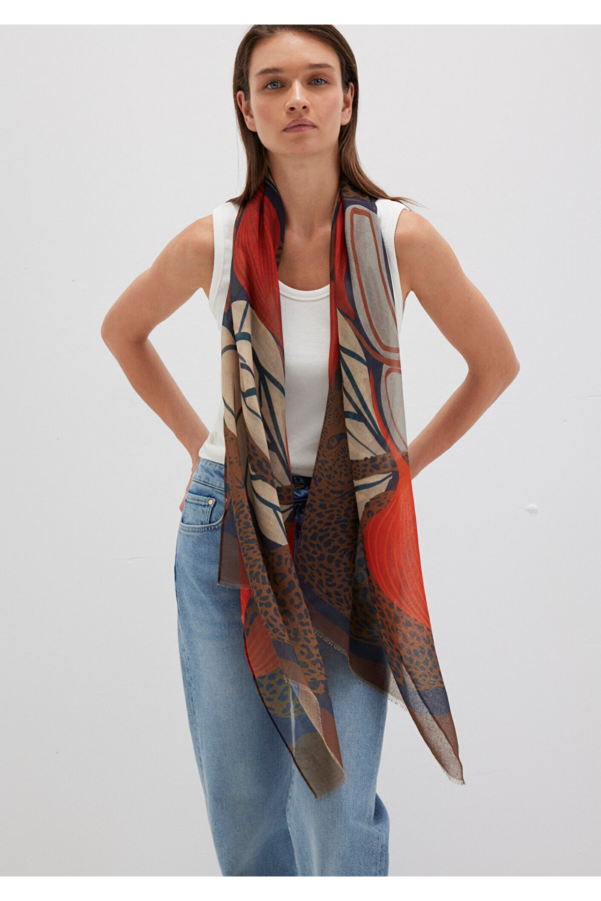 Mavi  Desenli Şal 1913477-26823 - Görsel 2