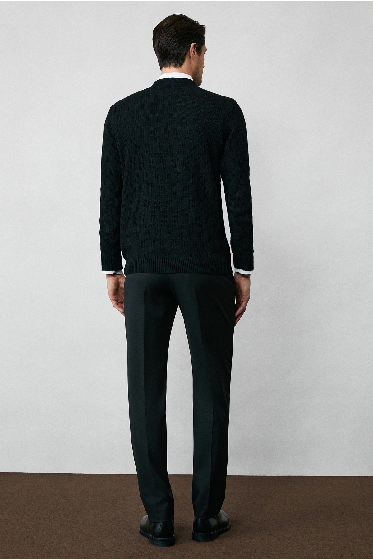 Kiğılı  Bisiklet Yaka Regular Fit Yünlü Desenli Triko Kazak - Görsel 6