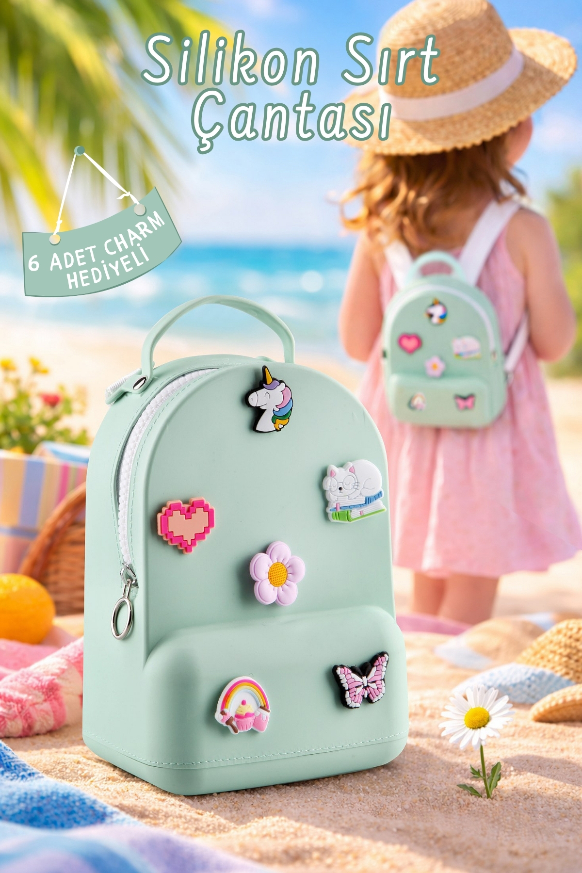 Silicone Children's Backpack – 6 Pieces with Plug-In Charm Gift
