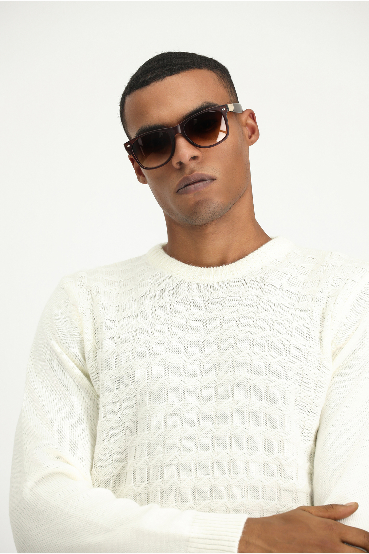 Crew Neck Regular Fit Pattern Knitwear Sweater