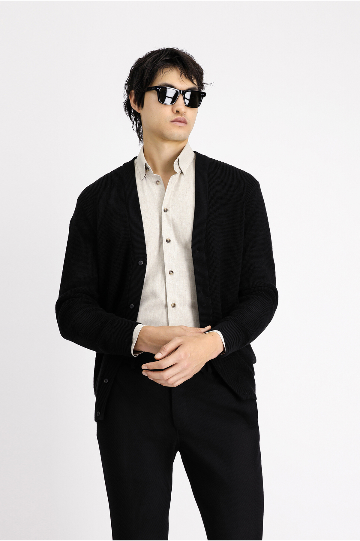 Kiğılı  Oversize Ekstra Rahat Kesim Pamuklu Düğmeli Triko Hırka - Görsel 3