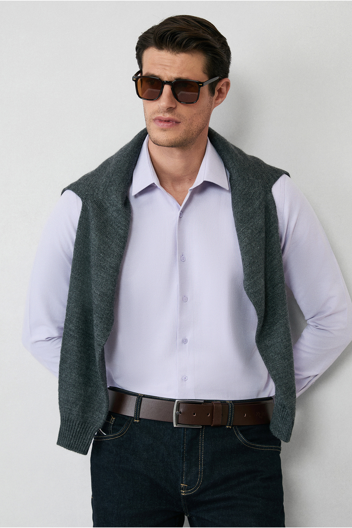 Long Sleeve Slim Fit Classic Neck Cotton Easy Iron Oxford 4 Season Shirt