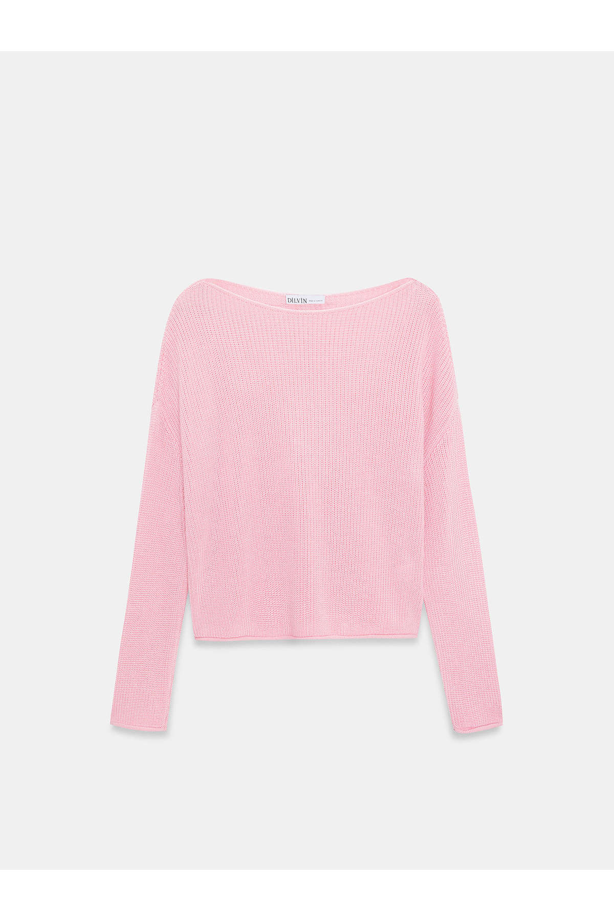 Dilvin 10804 Kayık Yaka Dökümlü Kazak-Toz Pembe görsel 5