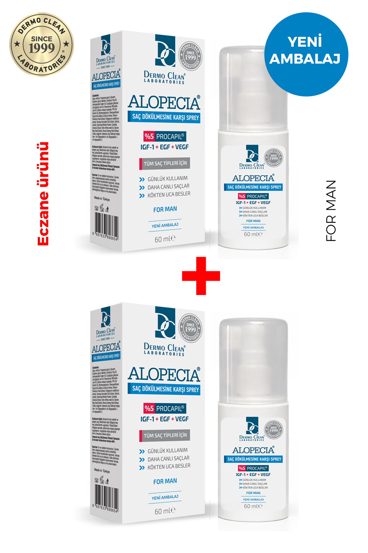 Alopecia اسپری ضد ریزش مو پروکاپیل و IGF (سرم) مخصوص آقایان ۶۰ میلیلیتر - ست ۲ عددی — 153.01.313