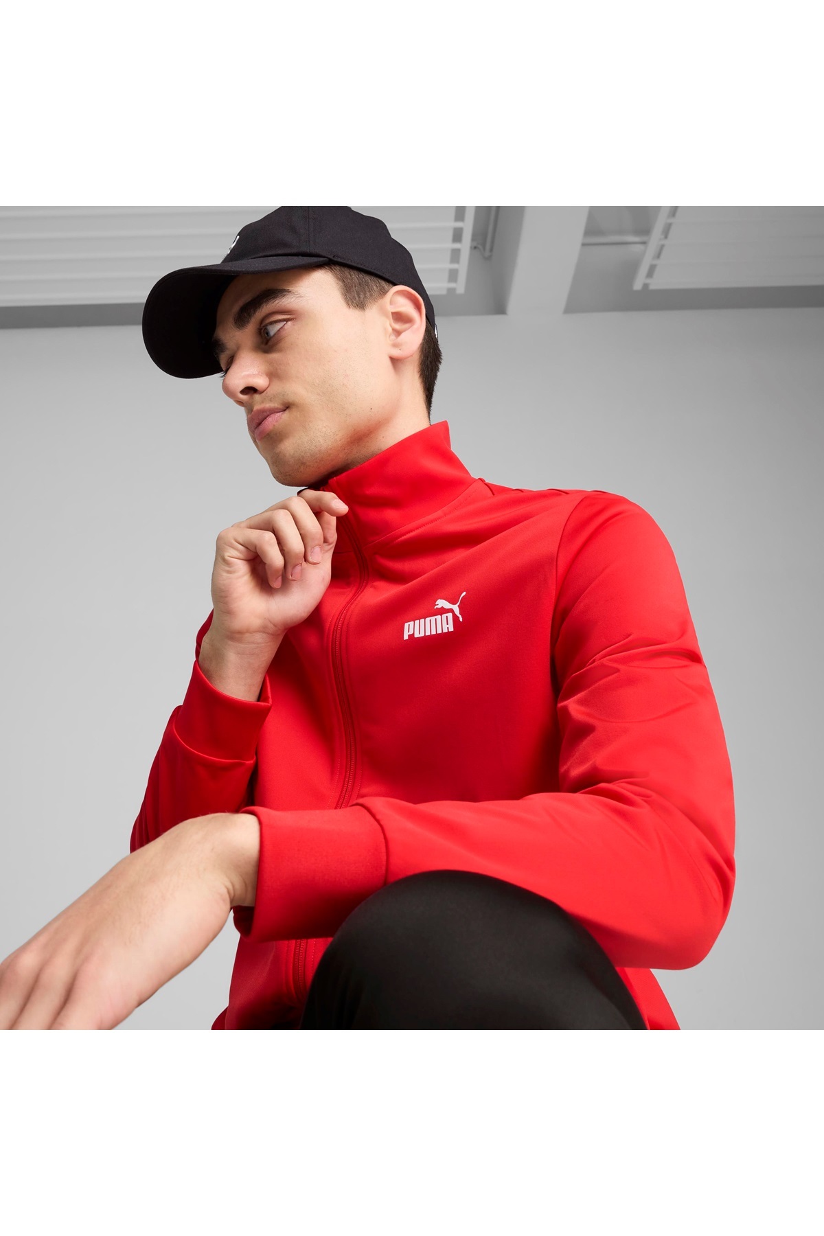Knitted Suits, Regular, Longsleeve, Stand up collar, Regular, Medium, Plain, Side Pocket, Full Zip — قرمز 684847 — تصویر 4 از 8