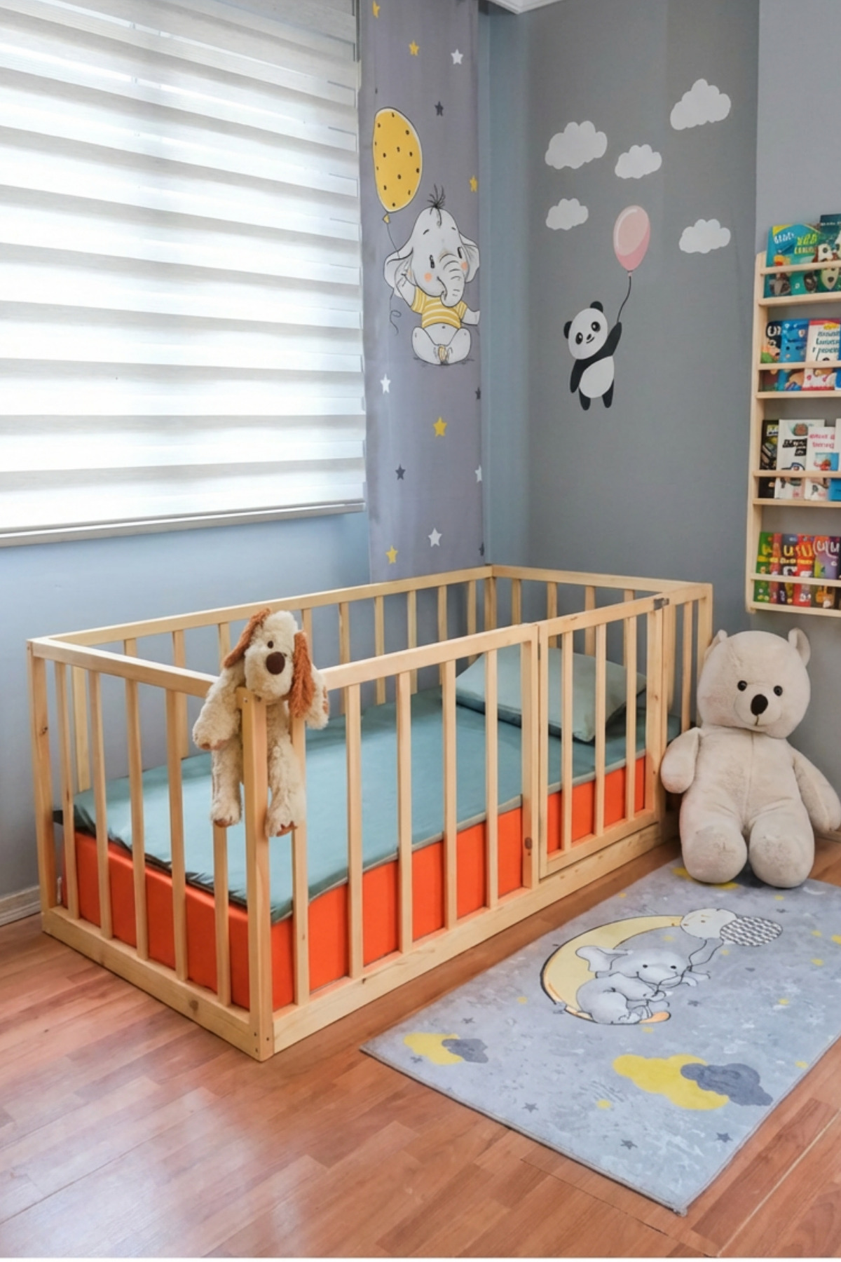Loolpi Home Cosmo 80 cm Bariyerli Montessori Bebek ve Çocuk Karyolası Unisex Kapılı Ahşap Park Yatak fotoğrafı 4 (önizleme)