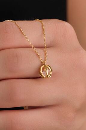 Uzel Takı Sanat Tek Taşlı Kafes Kadın Gümüş Kolye