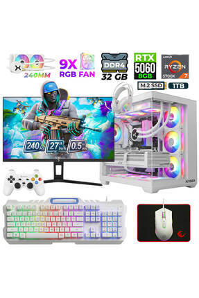 XASER Sword X55 Ryzen 7 5700X 32GB 1TB M.2 SSD 8GB RTX5060 27" 240Hz Sıvı Soğ...